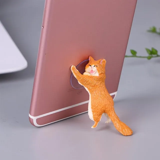 Cute Cartoon Cat Phone Holder Car Mount Sucker Bracket Universal for Sumsung Huawei LG iPhone X XS 8 7 6 black