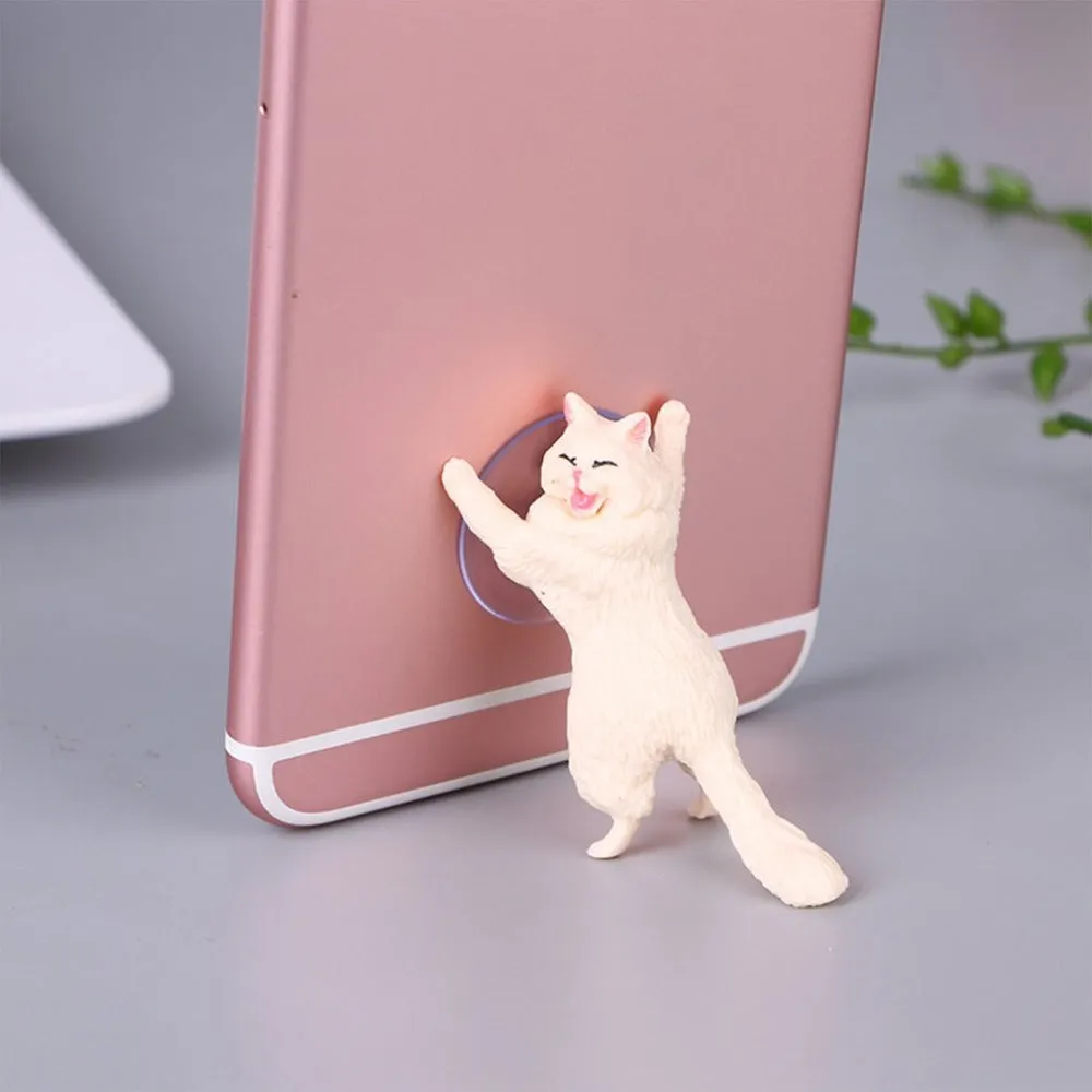 Cute Cartoon Cat Phone Holder Car Mount Sucker Bracket Universal for Sumsung Huawei LG iPhone X XS 8 7 6 black