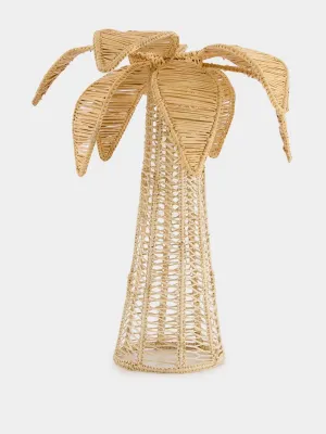 Dark Beige Palm Tree Iraca Medium Candle Holder