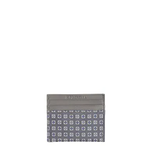 DARK GREY LEATHER AND SILK CREDIT CARD HOLDER