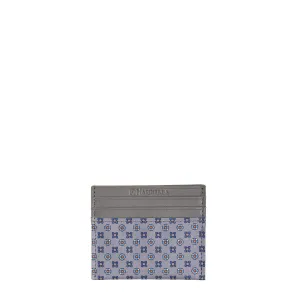 DARK GREY LEATHER AND SILK CREDIT CARD HOLDER