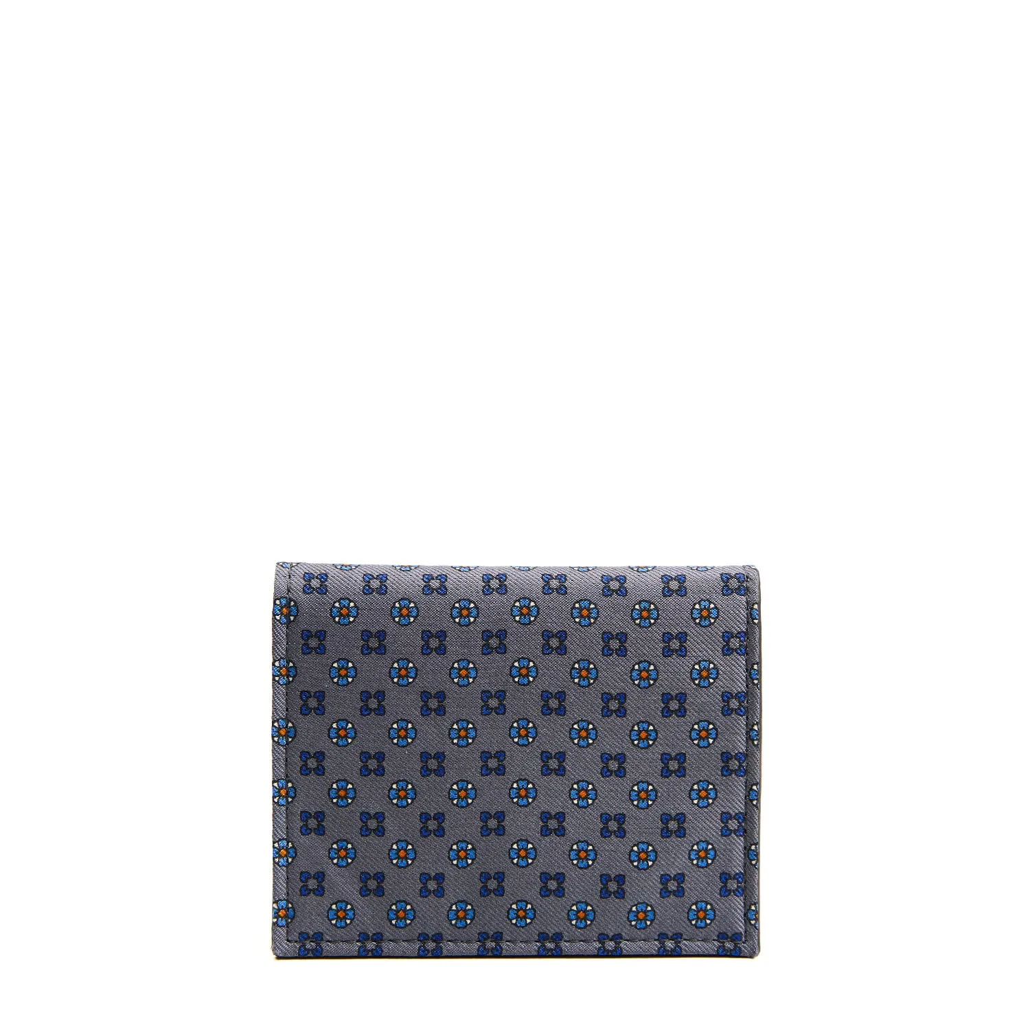 DARK GREY SILK AND LEATHER FOLDING CARD HOLDER