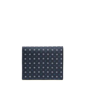 DARK GREY SILK AND LEATHER FOLDING CARD HOLDER