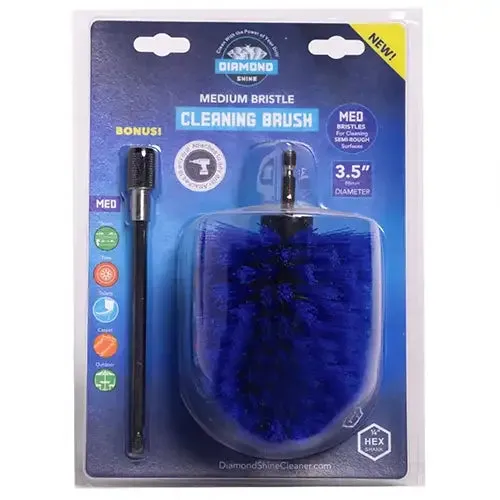 Diamond Shine 3.5" Corner Drill Brush & 6" Extension - Medium Bristle