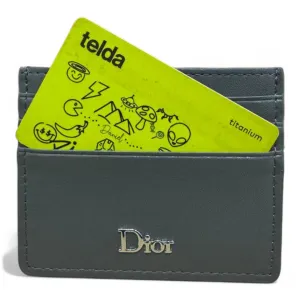 Dior gray Leather Cardholder