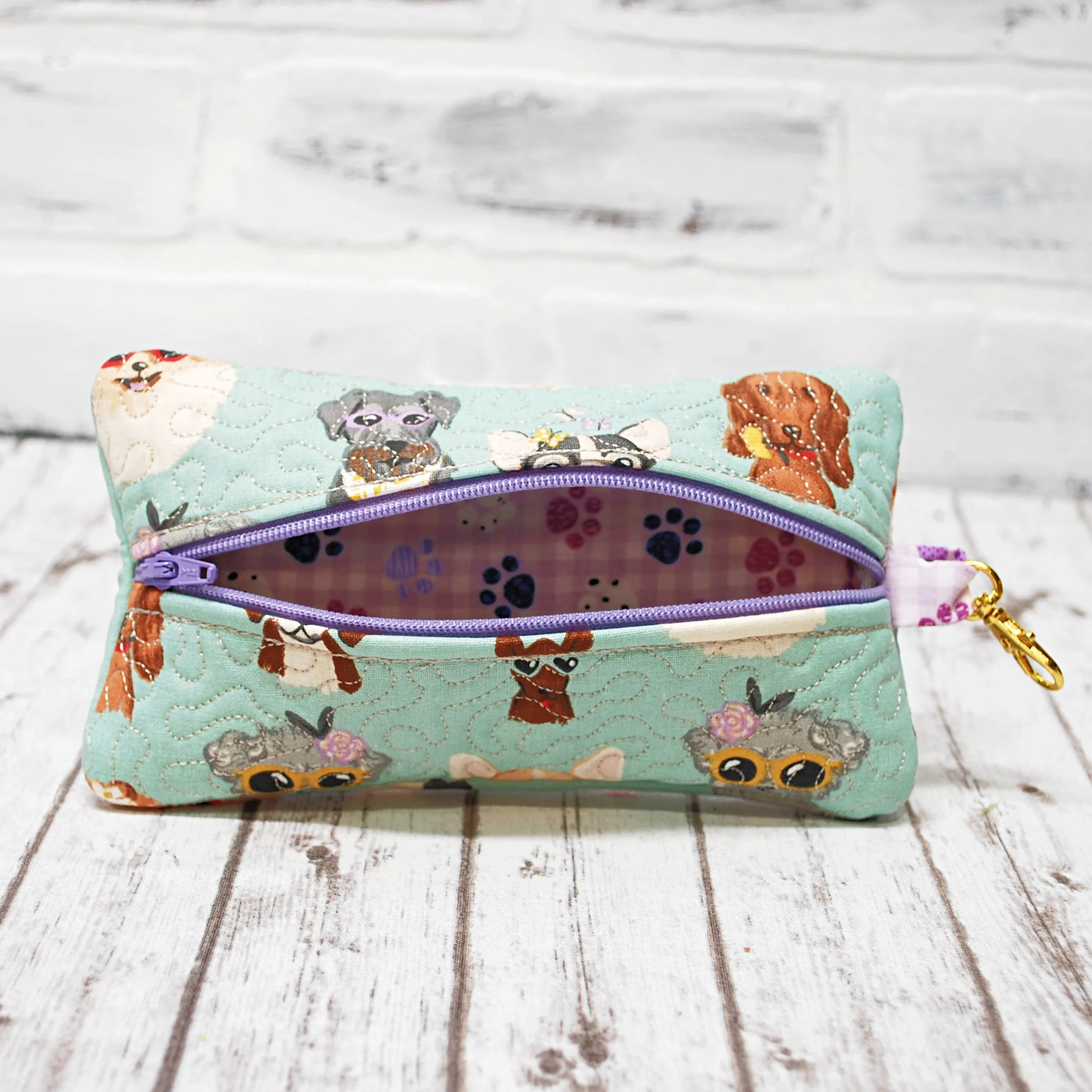 Doggie Faces Personalized Quilted Pouch
