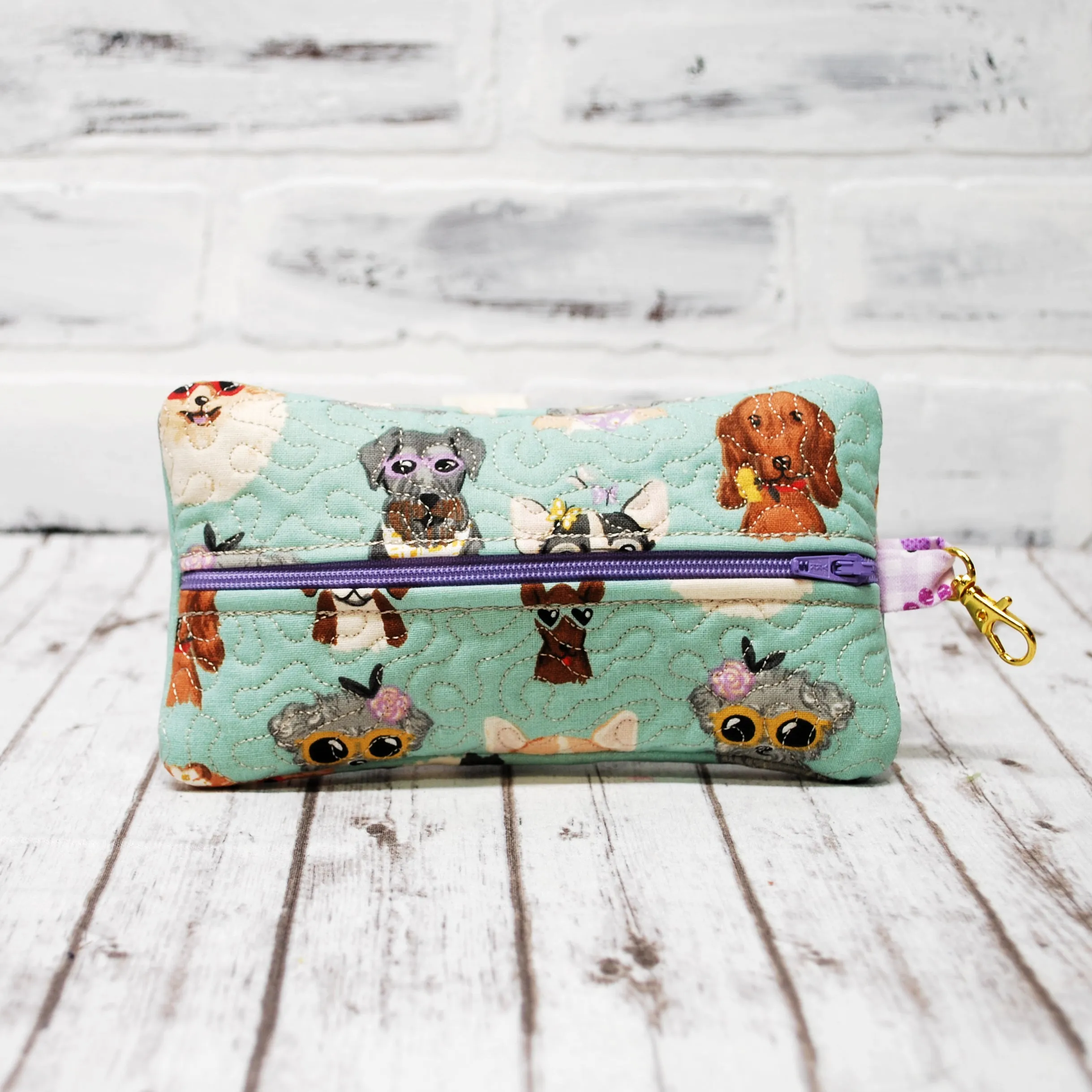 Doggie Faces Personalized Quilted Pouch
