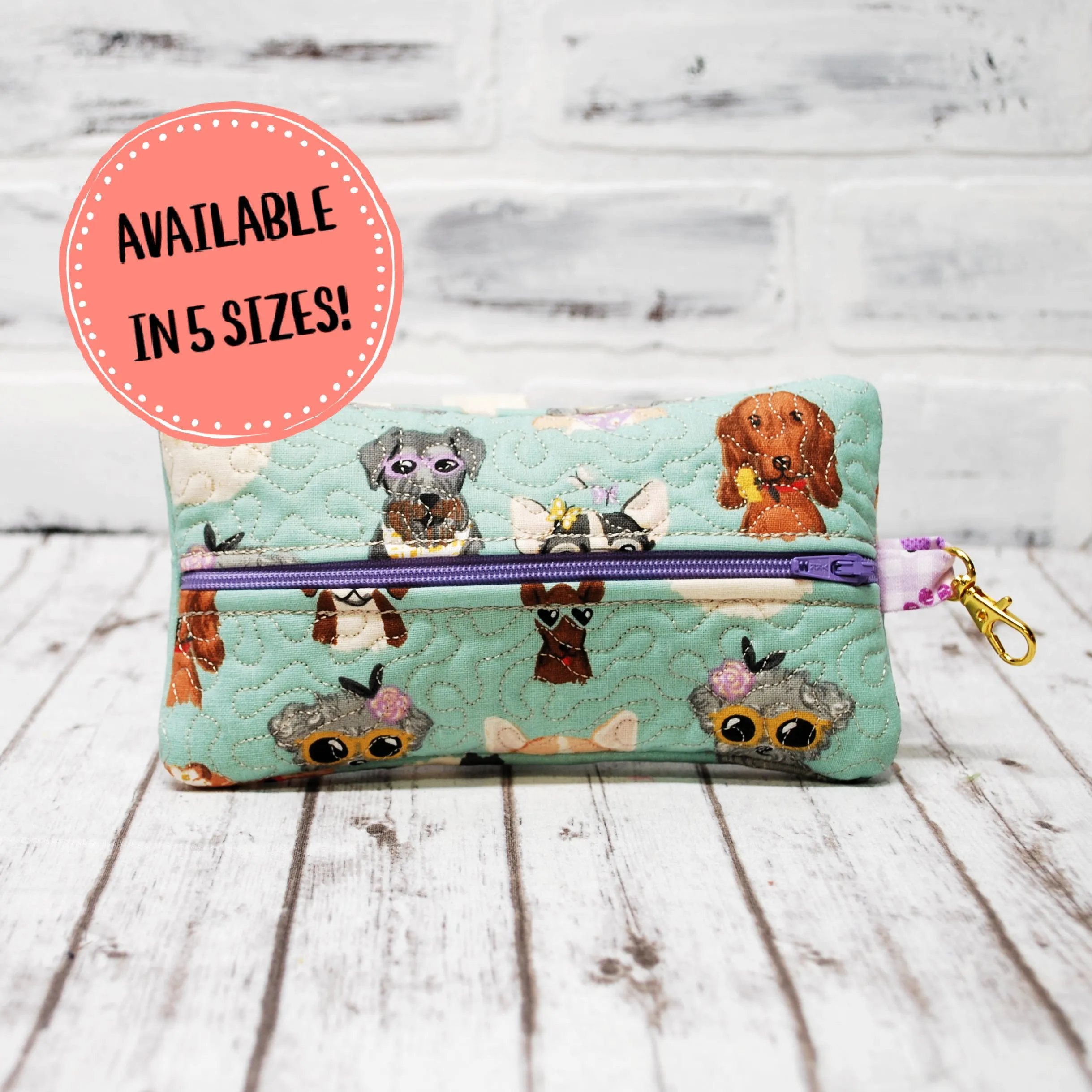 Doggie Faces Personalized Quilted Pouch