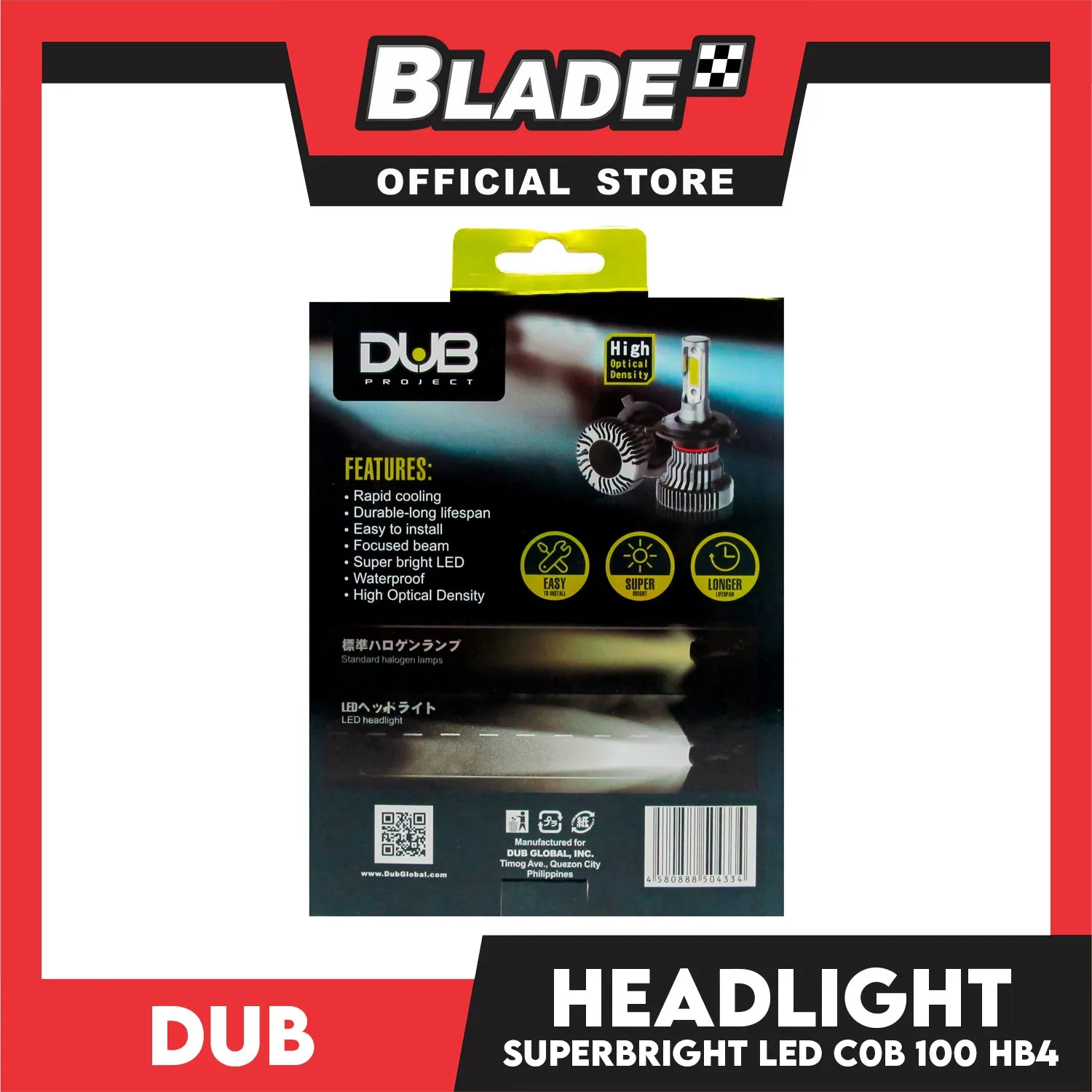Dub Super Bright LED Auto Headlight HB4/9006 2600LM 12V Headlight Lamps, Halogen Lamps