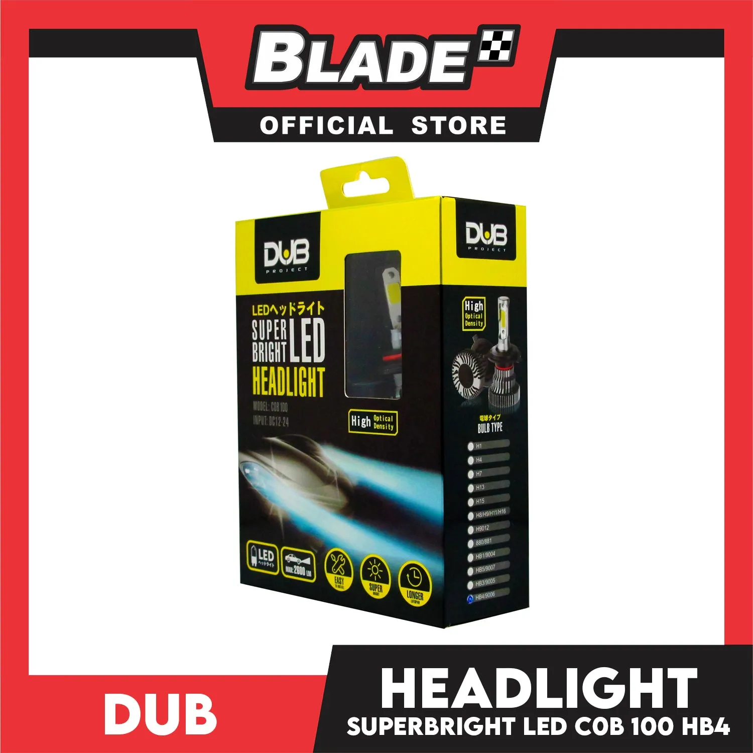 Dub Super Bright LED Auto Headlight HB4/9006 2600LM 12V Headlight Lamps, Halogen Lamps