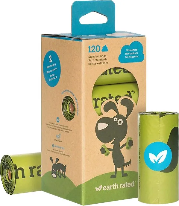 Earth Rated Poop Bags Refill Pack 8 Rolls Dog Supply