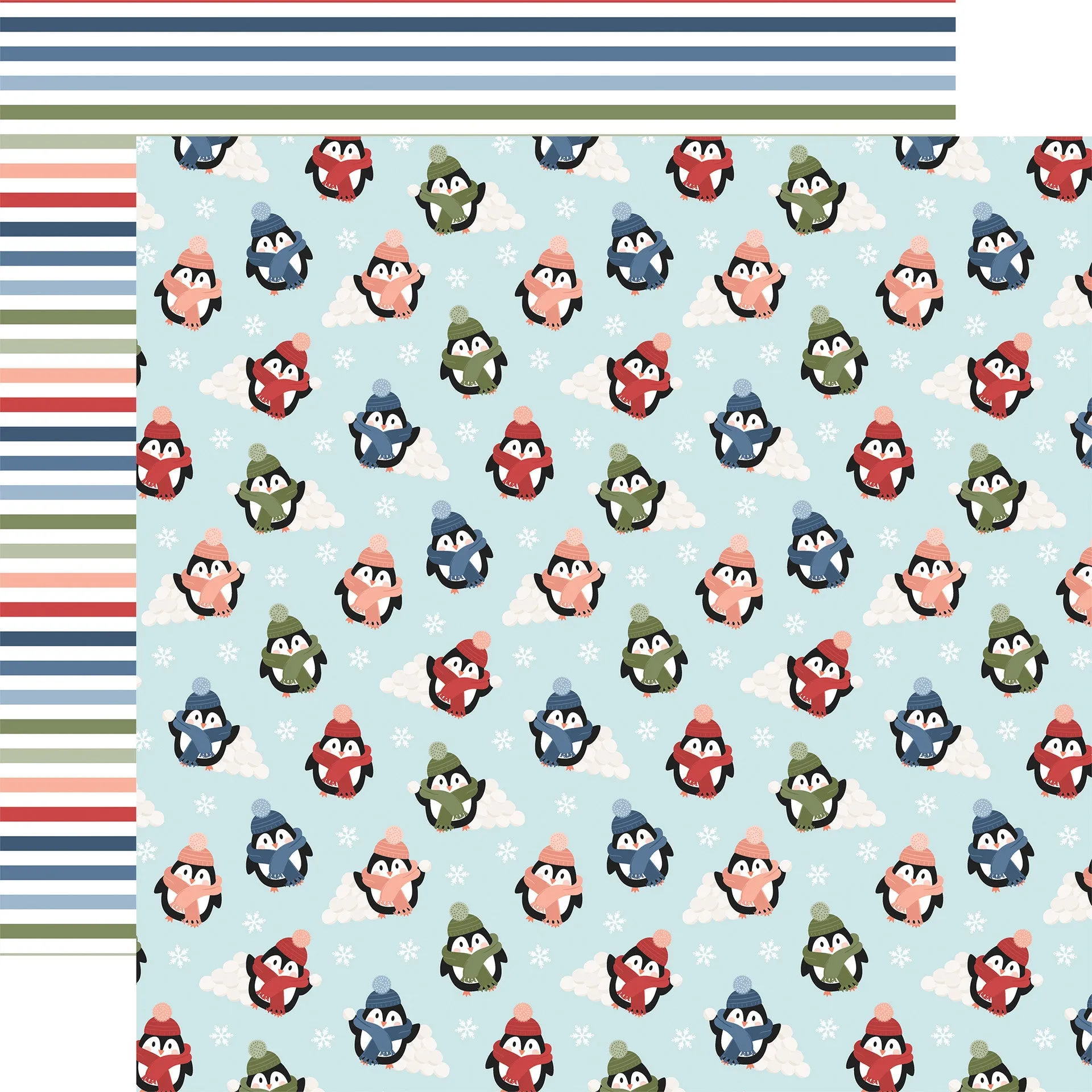 Echo Park - Chilling With My Snowmies - Penguins And Snowballs 12x12 Patterned Paper