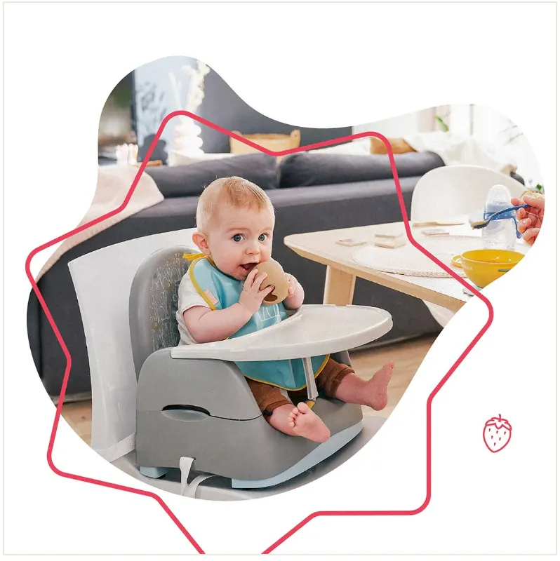 Eco Recycled Comfort Portable & Folding Baby-to-Toddler Booster Seat | Portable High Chair | Teal, Grey & White