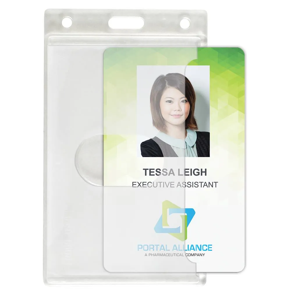 Economy Frosted Vertical Side-Load Badge Holder, 2.13" x 3.38" (50/Pack)