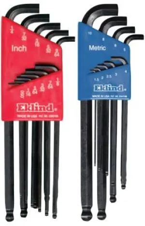 Eklind?? Tool Ball-Hex-L Stubby Key Sets, 22 per set, Hex Ball Tip, Inch/Metric, 13122