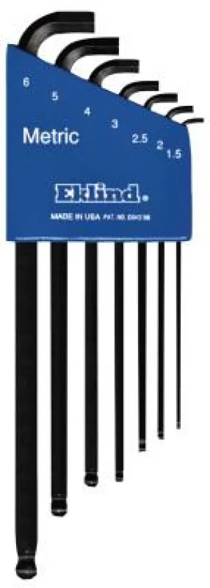 Eklind® Tool Ball-Hex-L Stubby Key Sets, 7 per set, Hex Ball Tip, Metric, 13507
