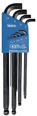 Eklind® Tool Ball-Hex-L Stubby Key Sets, 9 per set, Hex Ball Tip, Metric, 13509