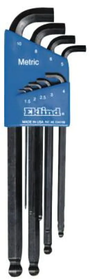 Eklind® Tool Ball-Hex-L Stubby Key Sets, 9 per set, Hex Ball Tip, Metric, 13509