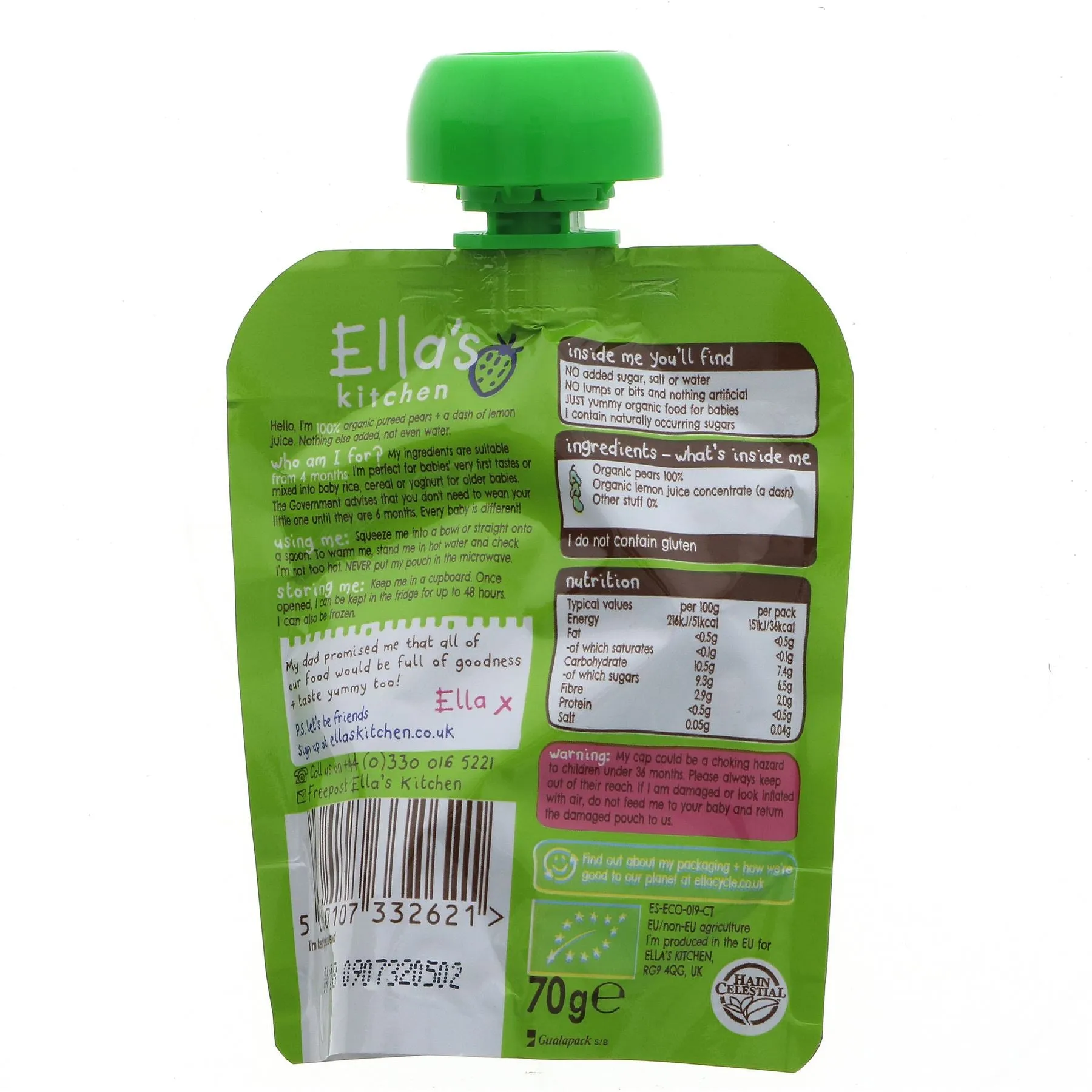 Ella's Kitchen | First Taste Pears Pears Pears | 70g