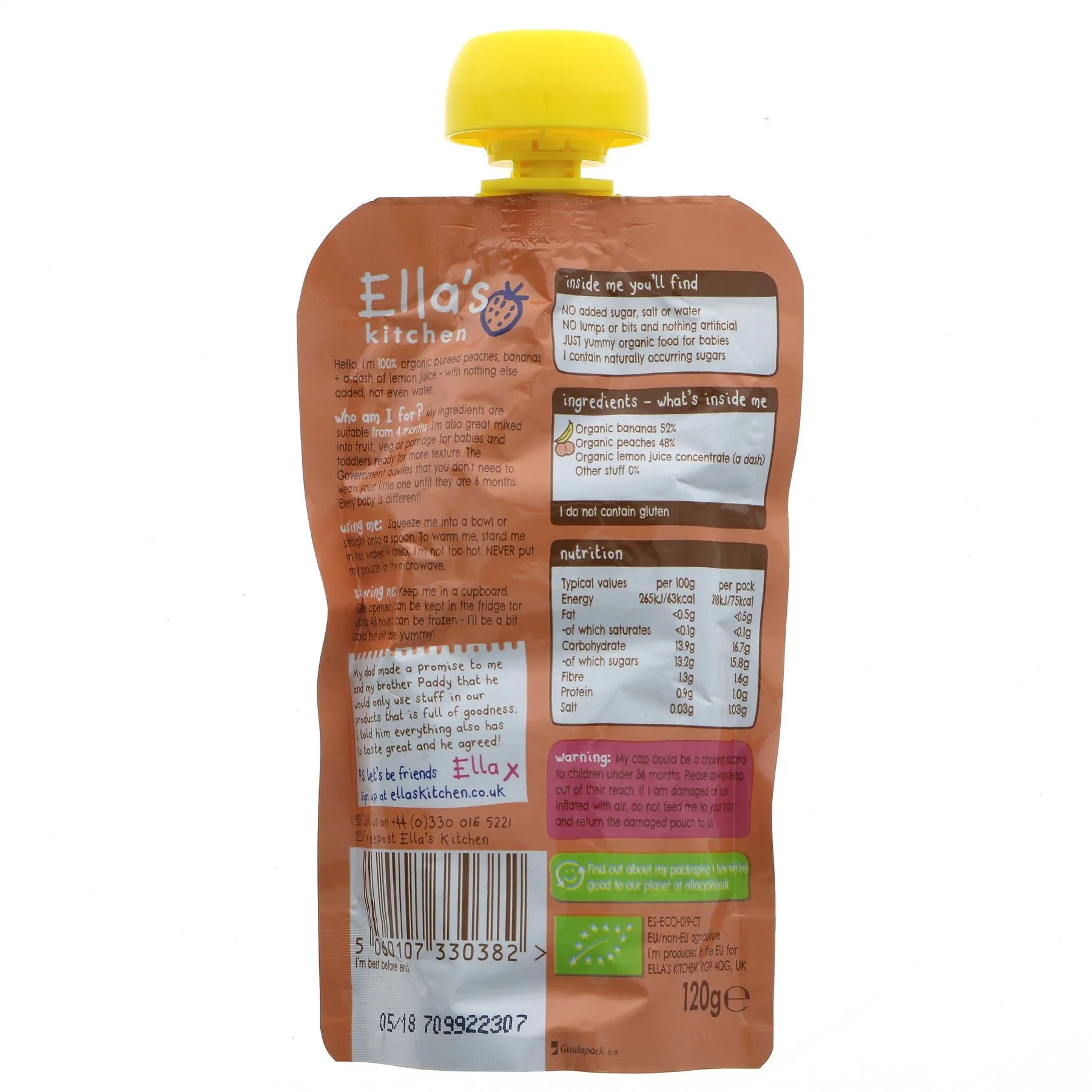 Ella's Kitchen | Peaches & Bananas | 120g