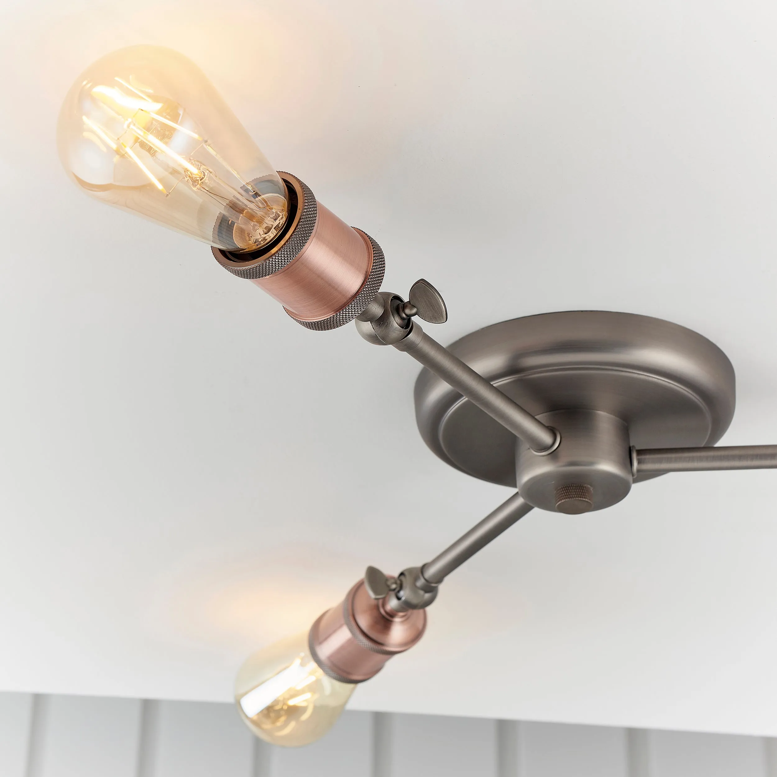 Endon 76124 Hal 3lt Semi flush Aged pewter & aged copper plate 3 x 40W E27 GLS (Required)
