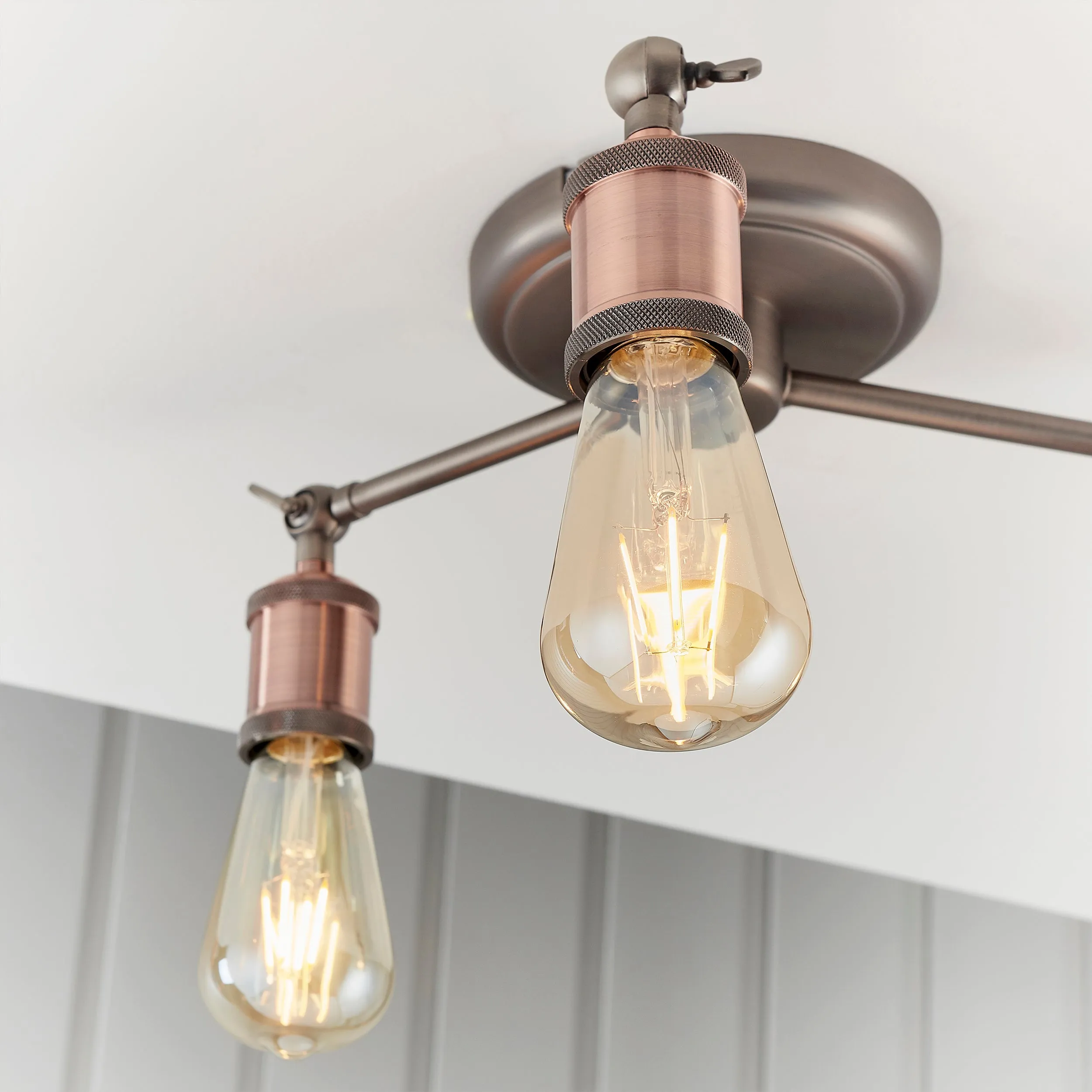 Endon 76124 Hal 3lt Semi flush Aged pewter & aged copper plate 3 x 40W E27 GLS (Required)