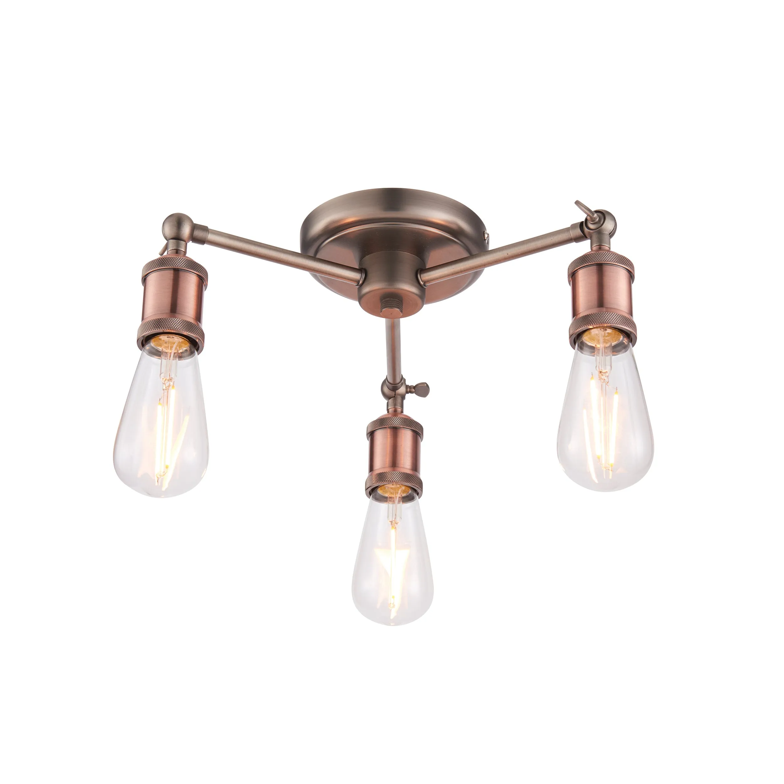 Endon 76124 Hal 3lt Semi flush Aged pewter & aged copper plate 3 x 40W E27 GLS (Required)
