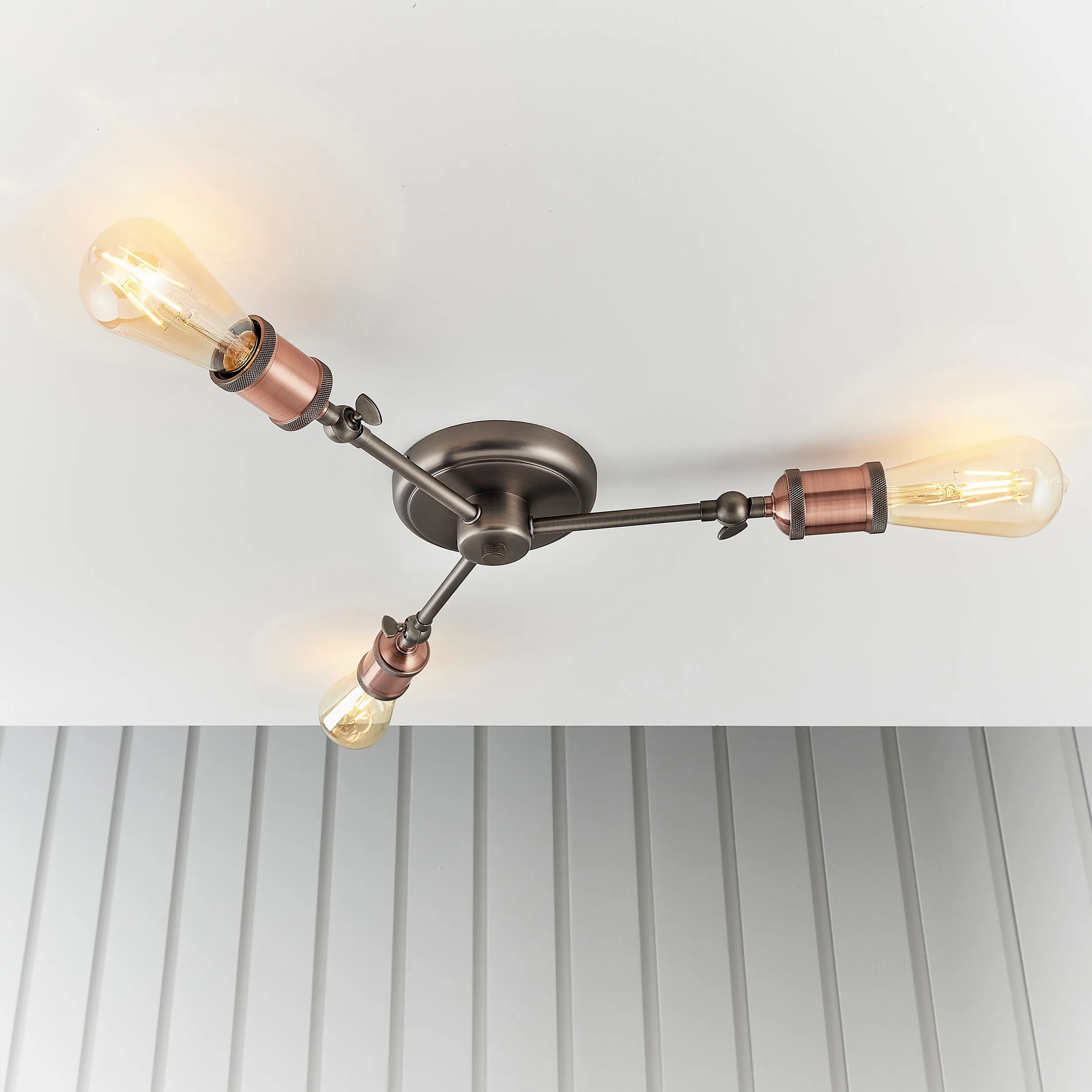 Endon 76124 Hal 3lt Semi flush Aged pewter & aged copper plate 3 x 40W E27 GLS (Required)