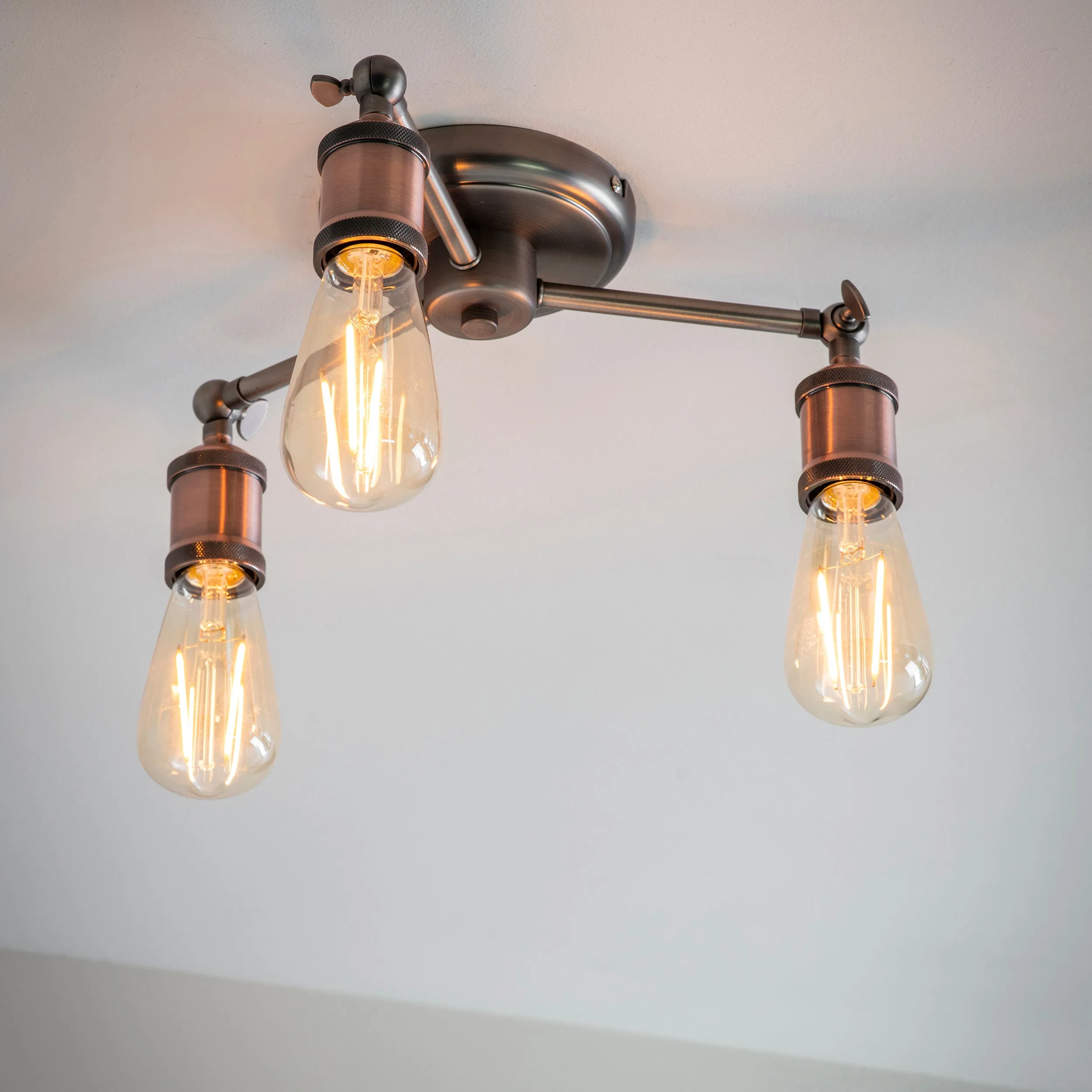 Endon 76124 Hal 3lt Semi flush Aged pewter & aged copper plate 3 x 40W E27 GLS (Required)