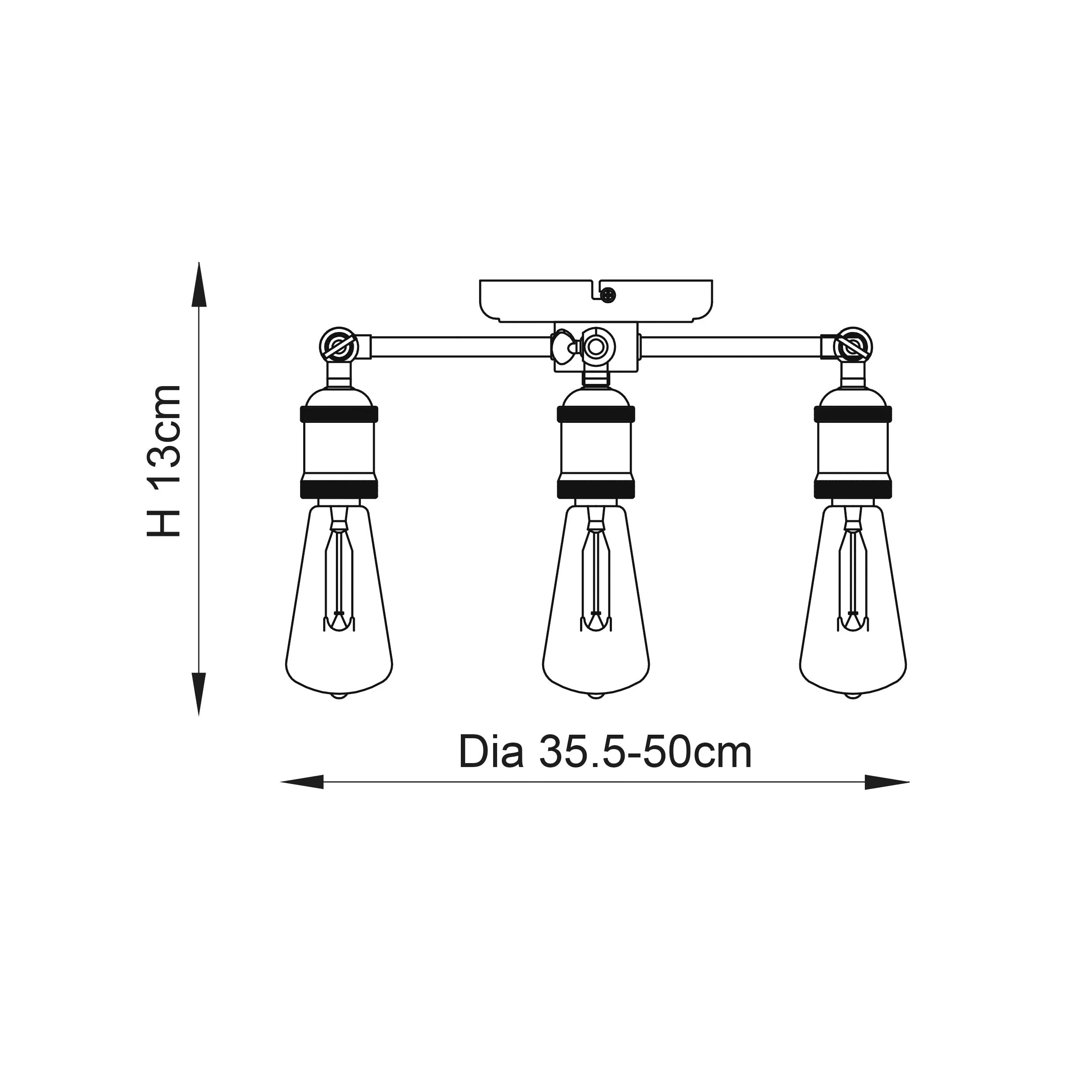 Endon 76124 Hal 3lt Semi flush Aged pewter & aged copper plate 3 x 40W E27 GLS (Required)