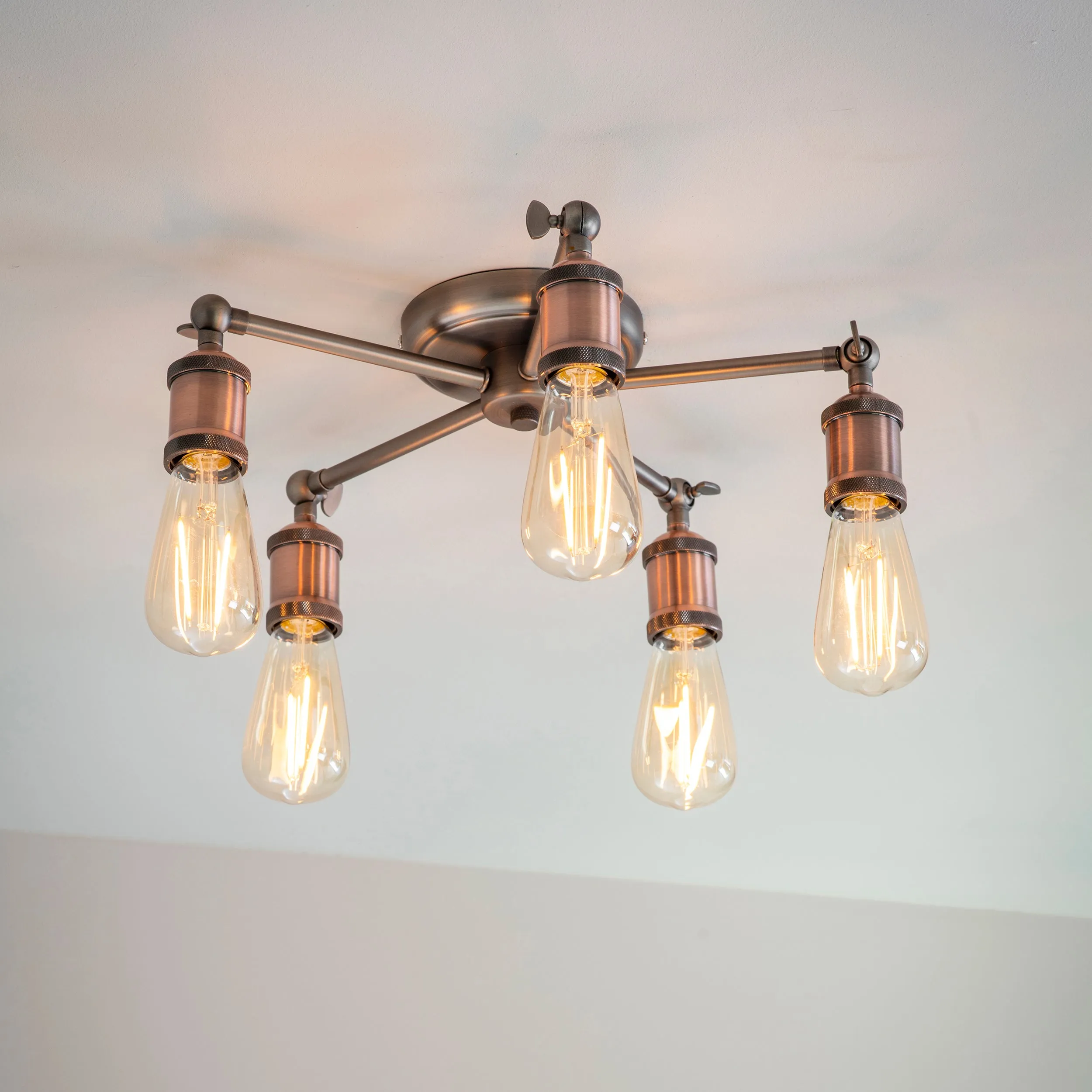 Endon 76336 Hal 5lt Semi flush Aged pewter & aged copper plate 5 x 40W E27 GLS (Required)