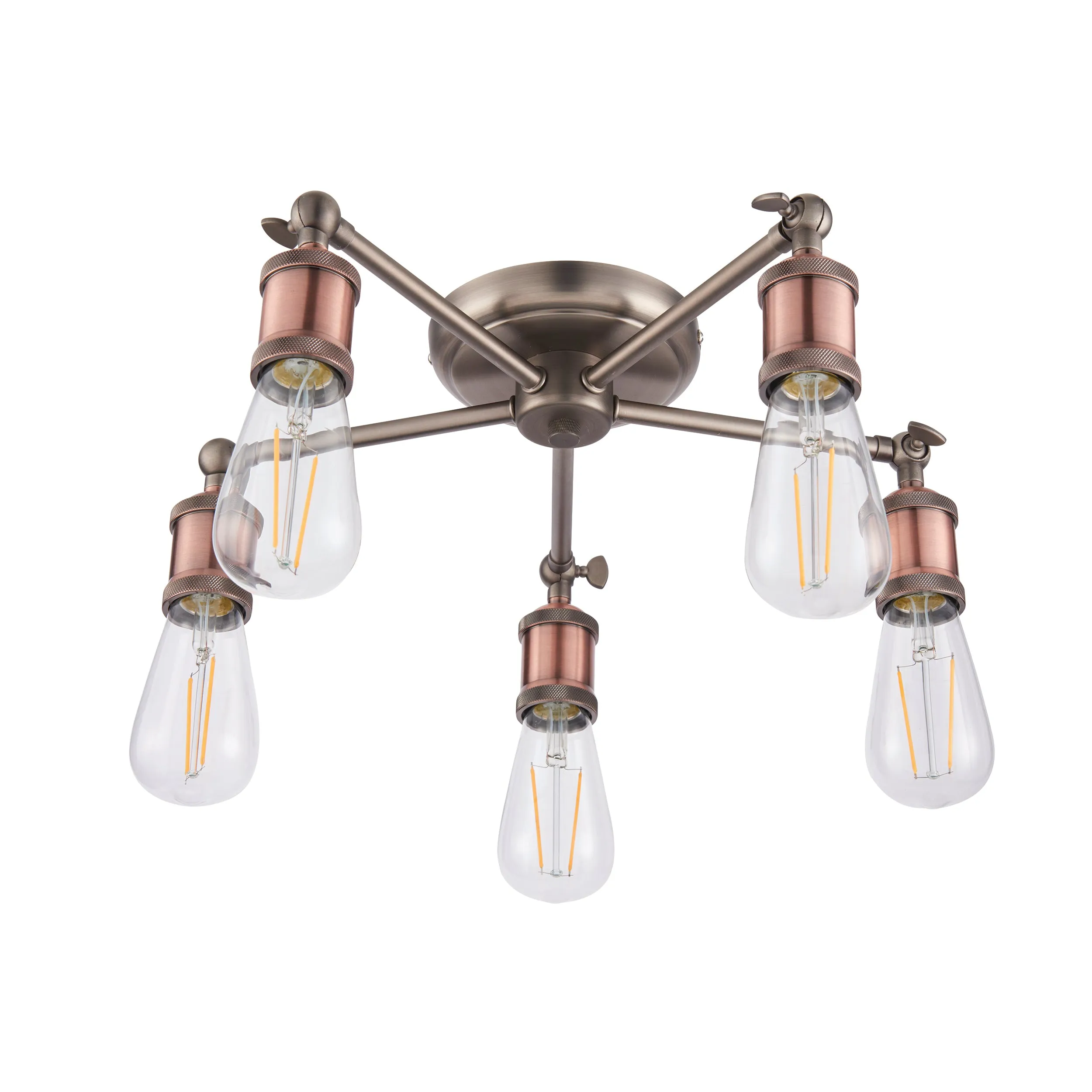 Endon 76336 Hal 5lt Semi flush Aged pewter & aged copper plate 5 x 40W E27 GLS (Required)