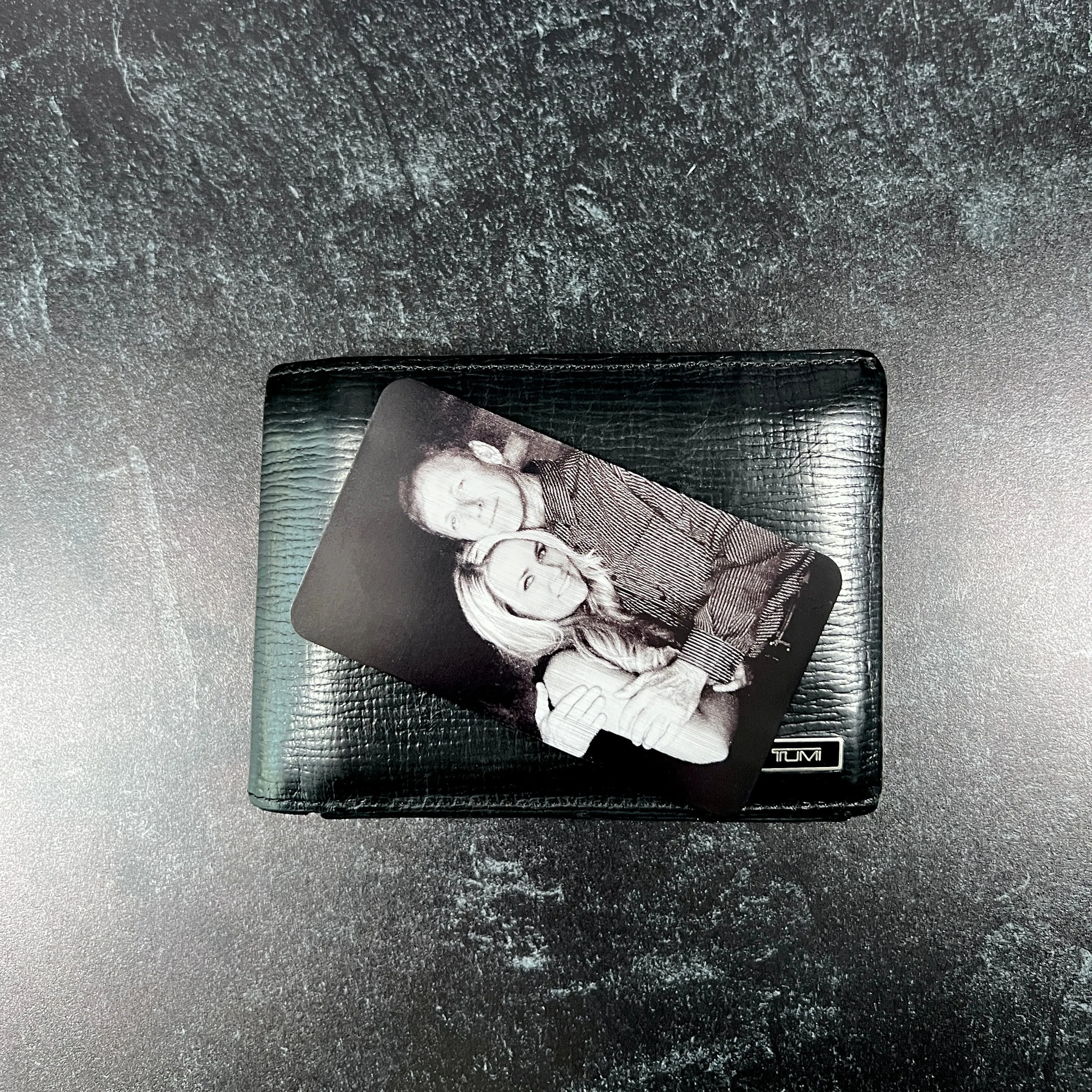 Engraved Metal Wallet Card; Gift for Dad with Leather Pouch