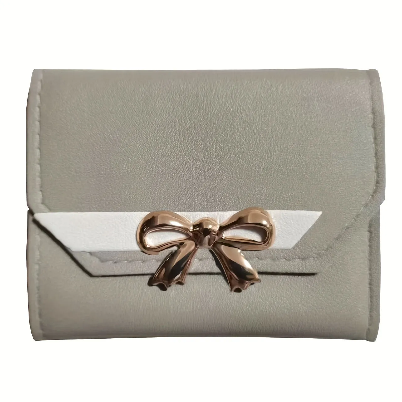 Fashion Short Wallet Hit Color Women Bow Tie Hasp Purse Multiple Card Slots Front Pocket Wallets