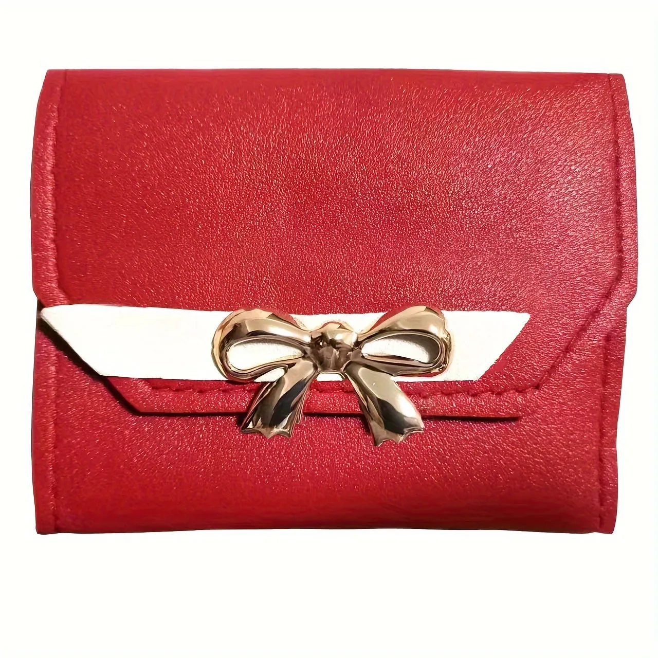 Fashion Short Wallet Hit Color Women Bow Tie Hasp Purse Multiple Card Slots Front Pocket Wallets