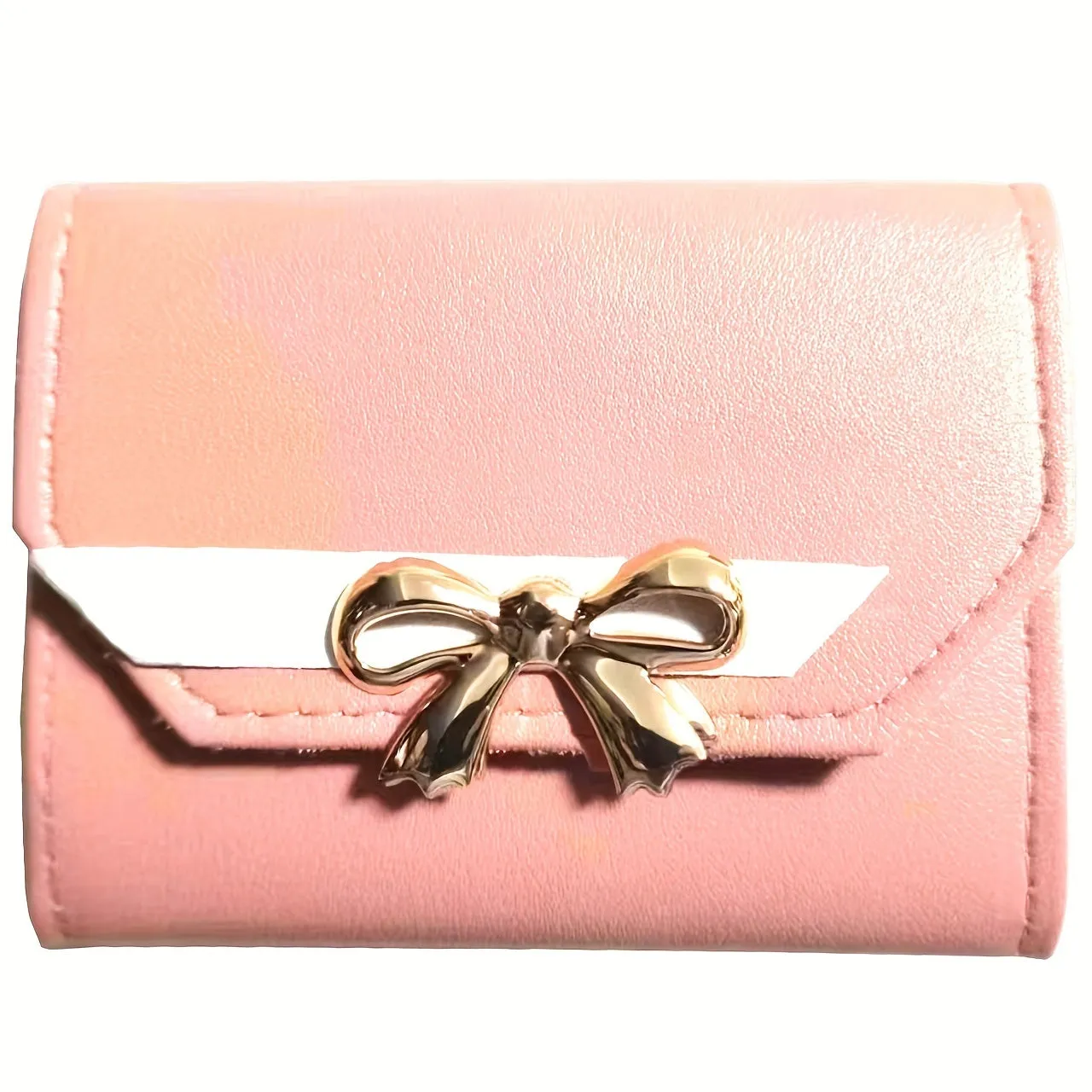 Fashion Short Wallet Hit Color Women Bow Tie Hasp Purse Multiple Card Slots Front Pocket Wallets