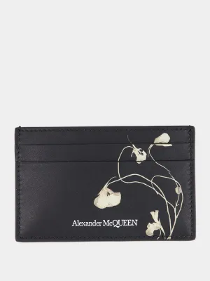 Floral Iris Calfskin Card Holder