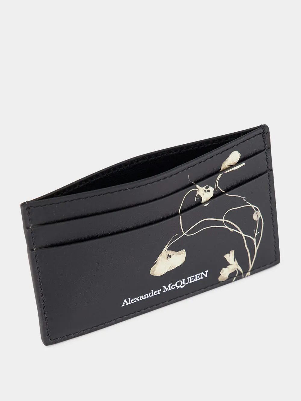 Floral Iris Calfskin Card Holder