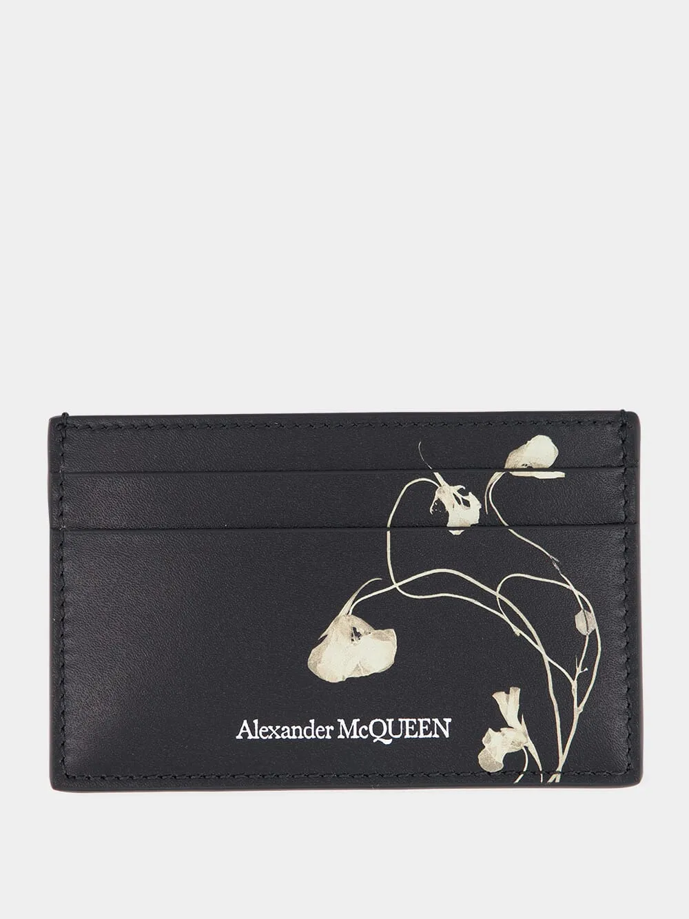 Floral Iris Calfskin Card Holder