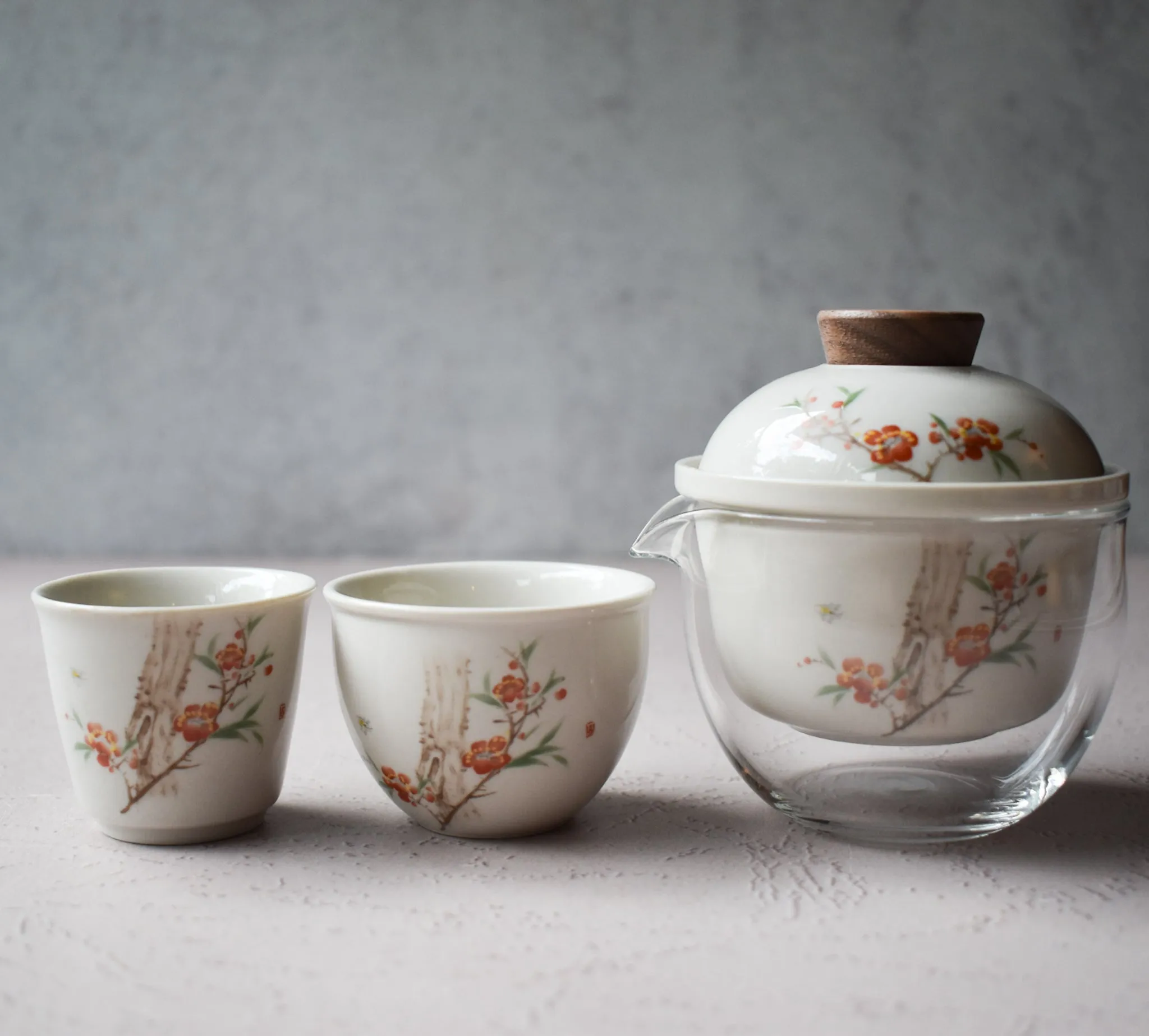 Floral Traveling Tea Set w/Carrying Bag