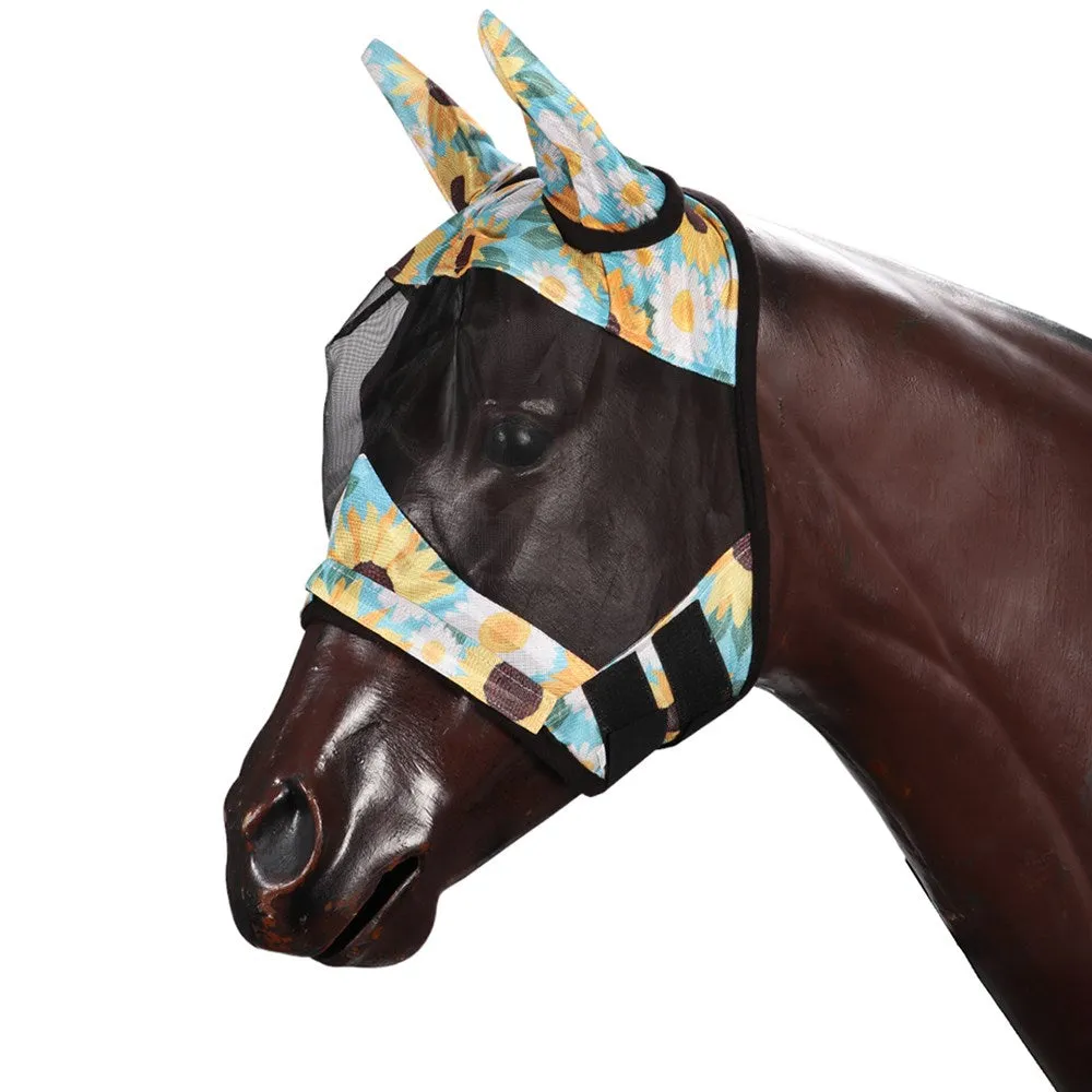 Fly Mask with Nose Cover Sunflower Print
