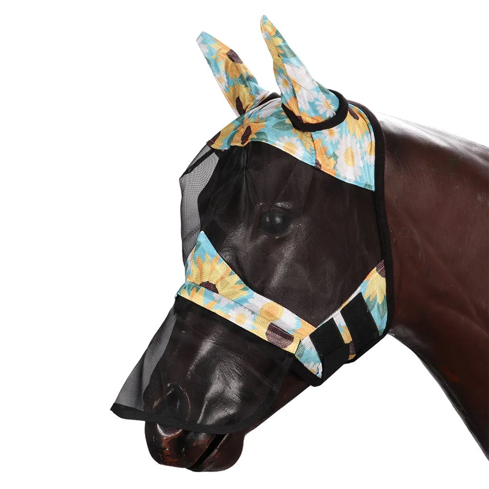 Fly Mask with Nose Cover Sunflower Print