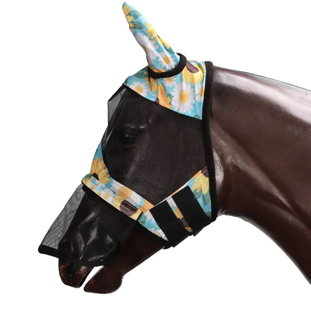 Fly Mask with Nose Cover Sunflower Print