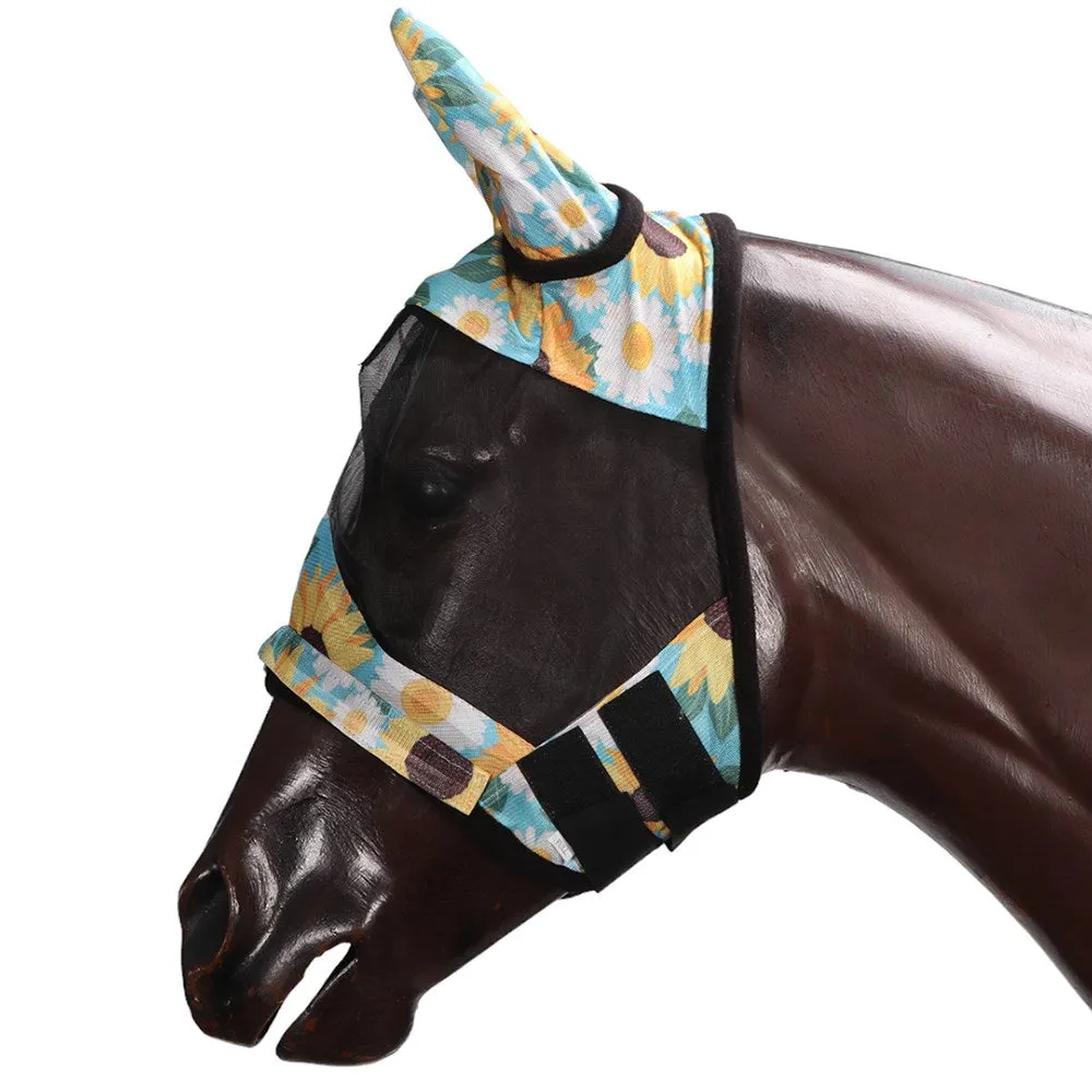 Fly Mask with Nose Cover Sunflower Print