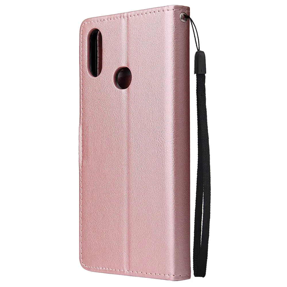 For Samsung A10S A20S Cellphone Cover Mobile Phone Shell Buckle Closure Cards Slots PU Leather Smart Shell with Wallet Overall Protection gold