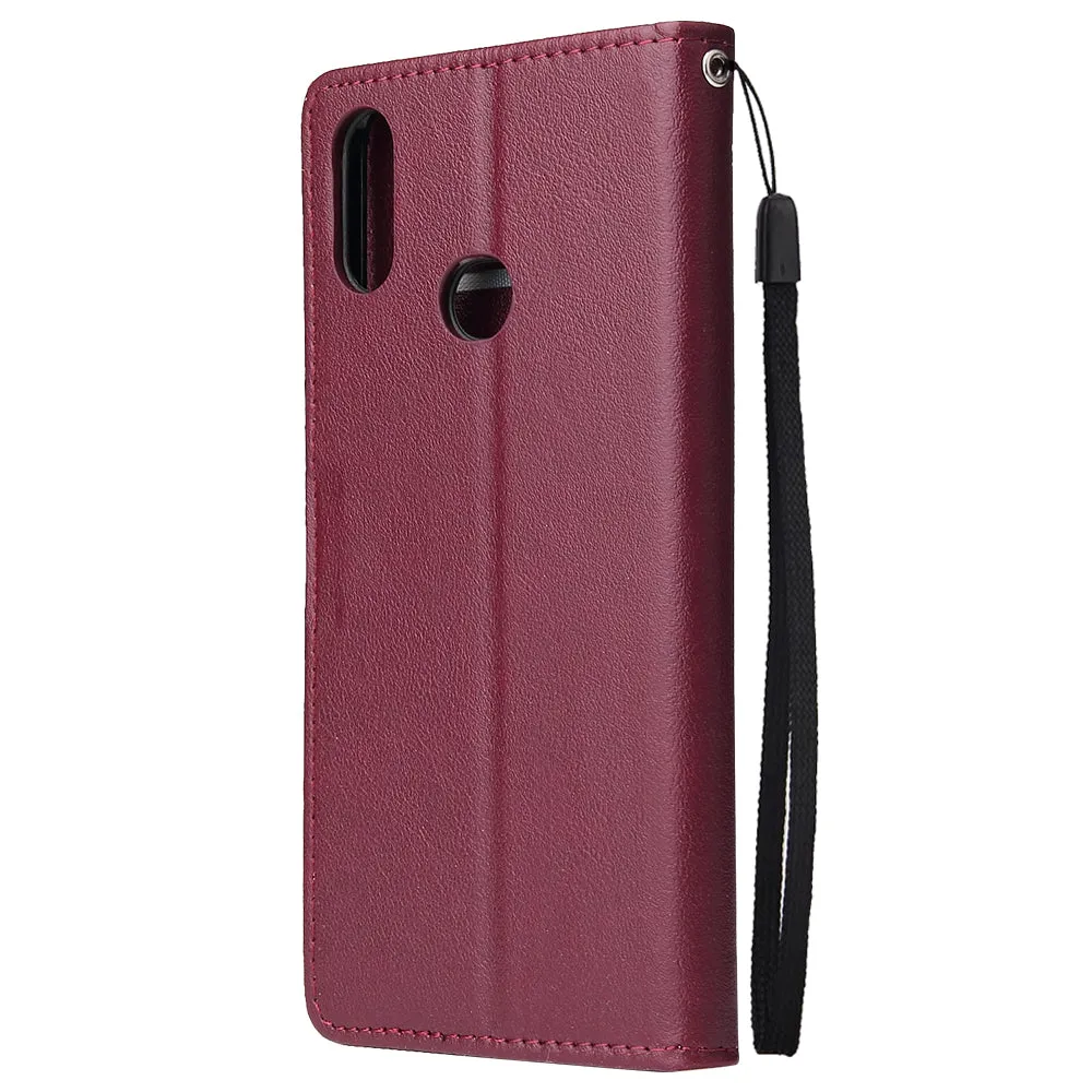 For Samsung A10S A20S Cellphone Cover Mobile Phone Shell Buckle Closure Cards Slots PU Leather Smart Shell with Wallet Overall Protection gold