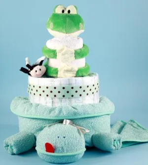 Friendly Frog Diaper Cake Baby Gift