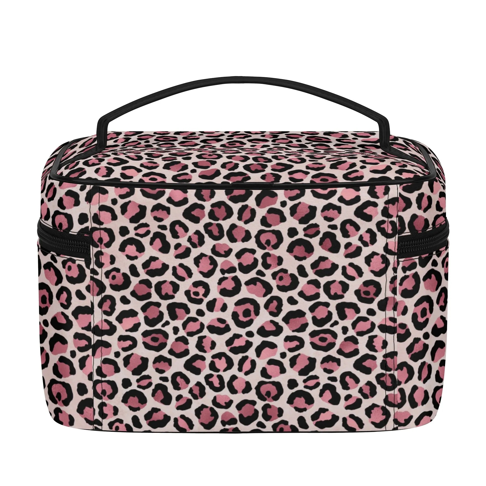 Gold Leopard Pattern Leather Cosmetic Bag