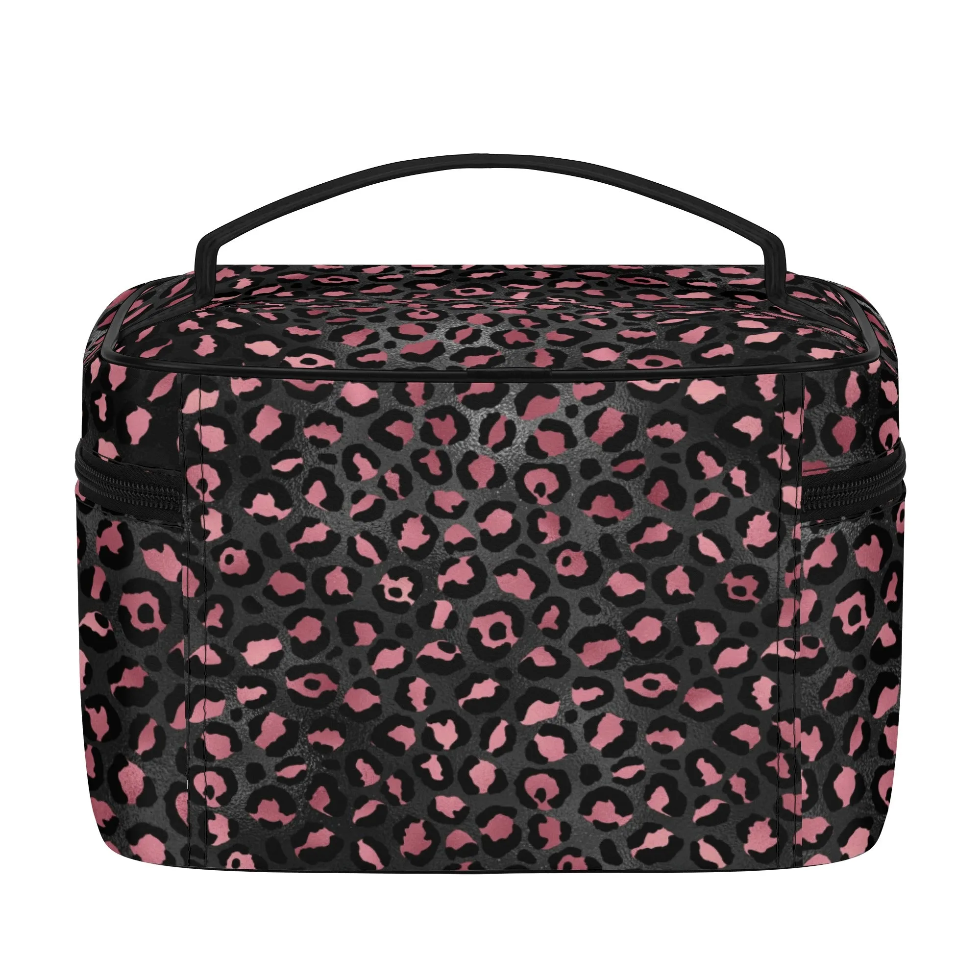 Gold Leopard Pattern Leather Cosmetic Bag