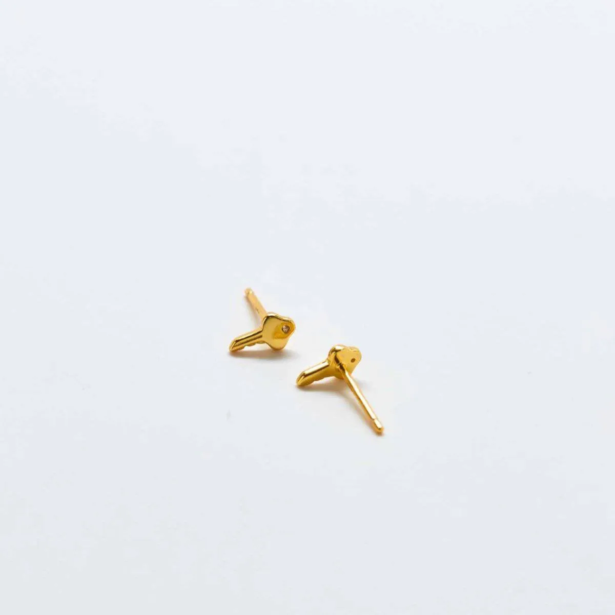 Gold Pavé Key Stud Earrings